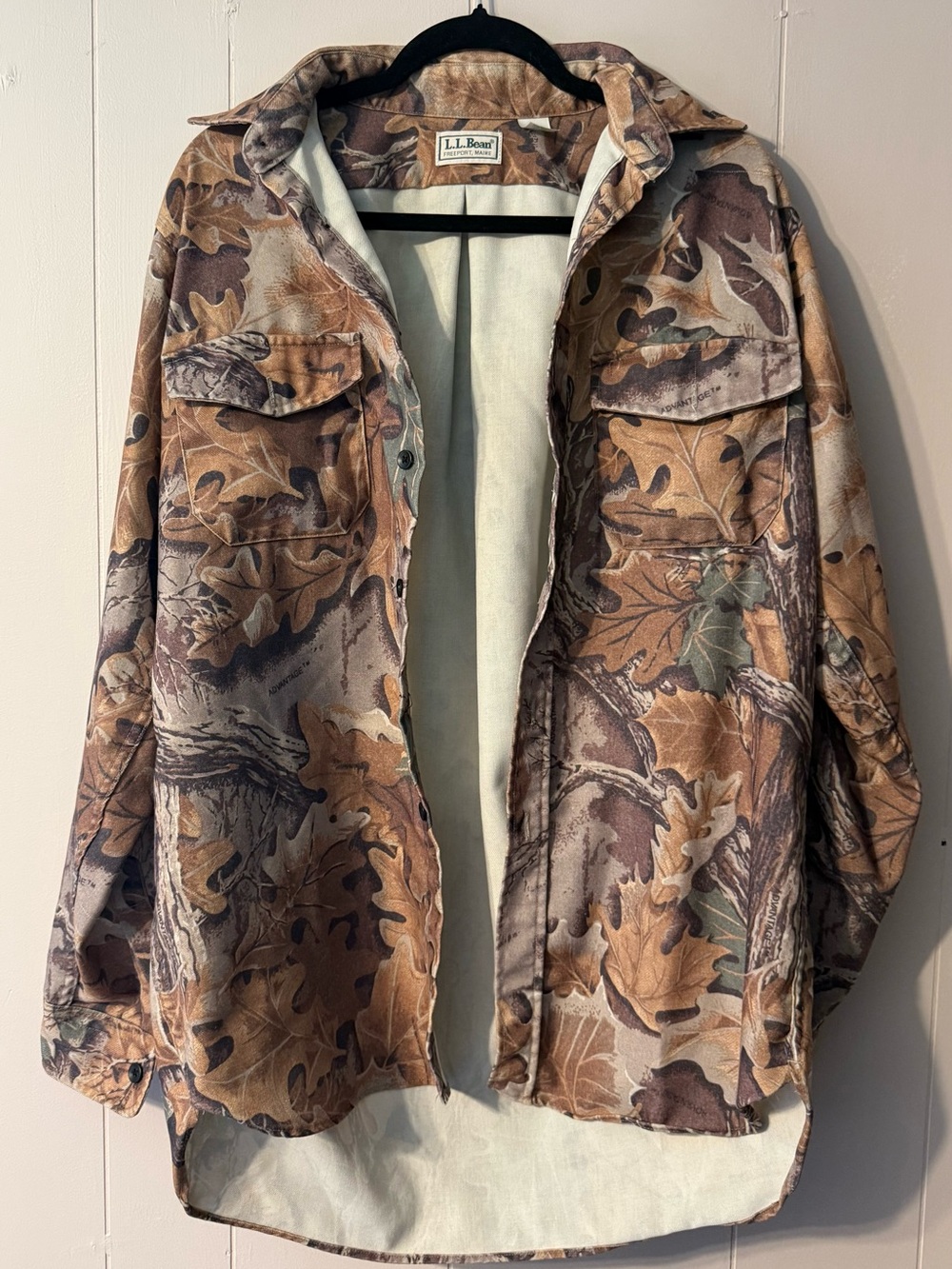 Vintage L.L.Bean USA Advantage Timber Camo Hunting Shirt Jacket Men’s M Tall USA